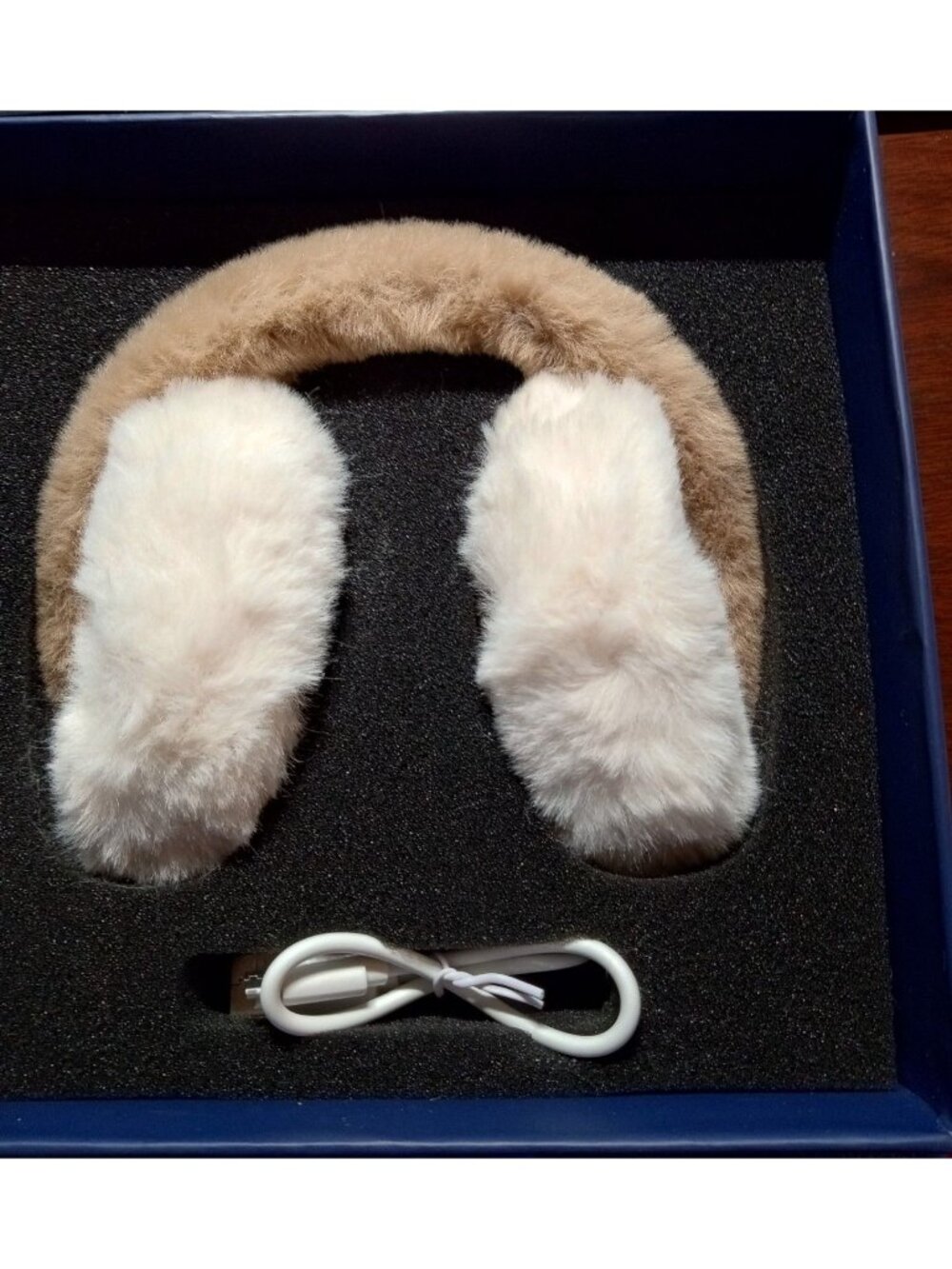 Aroma Season USB Rechargeable Faux Fur Ear Warmer Gray Winter Outdoor Sports